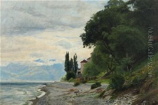 Coastal Scene From Italy Oil Painting by Christian Peder Morch Zacho