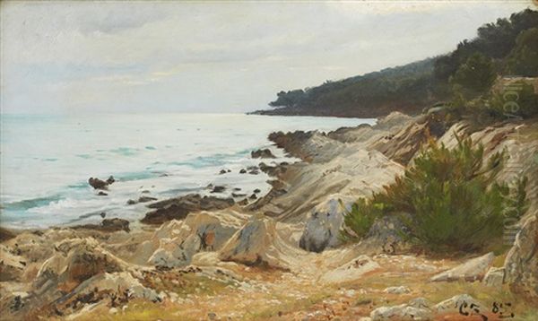 Vid Stranden Oil Painting by Christian Peder Morch Zacho