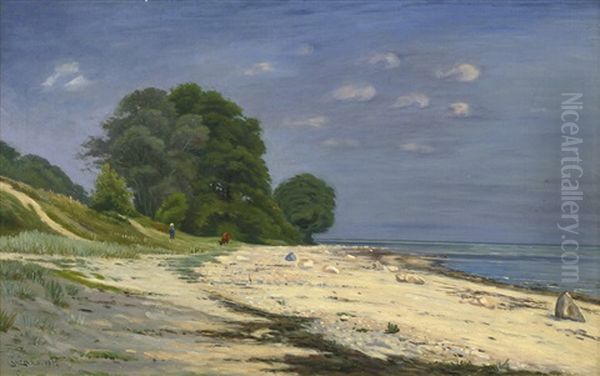 Sommerliche Strandszene In Danemark Oil Painting by Christian Peder Morch Zacho