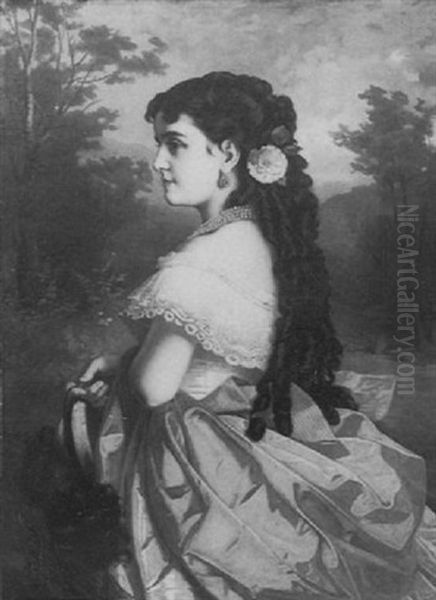 Portrait De La Cantratrice Adelina Patti Oil Painting by Marcel Johann von Zadorecki