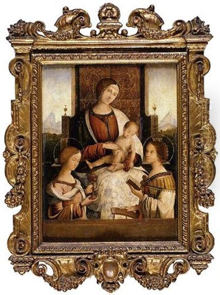 Madonna And Child With Saints Mary Magdalene And Catherine Of Alexandria Oil Painting by Bernardino di Bosio Zaganelli