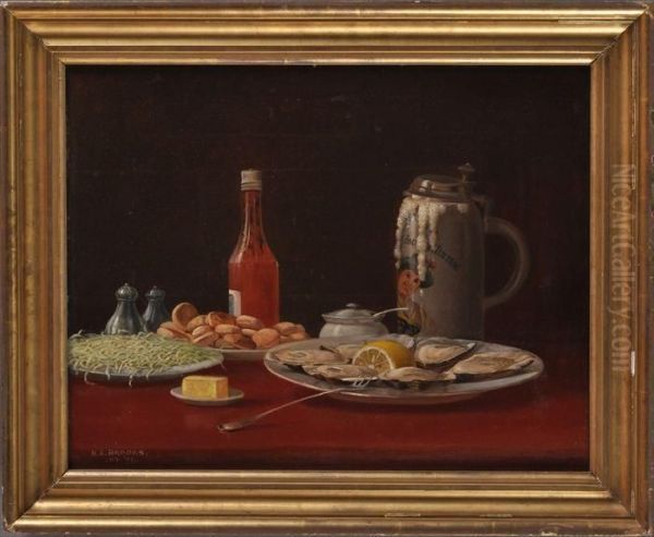 Still Life With Oysters Oil Painting by Nicholas Alden Brooks