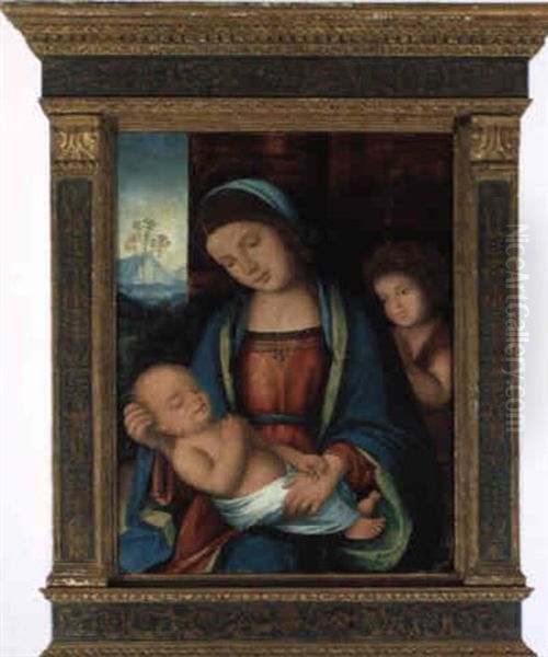 Madonna Con Bambino E San Giovanni Oil Painting by Francesco Zaganelli