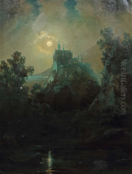 Neuschwanstein, Lieblingsschloss Konig Ludwigs Ii. Von Bayern Oil Painting by Friedrich Zahn