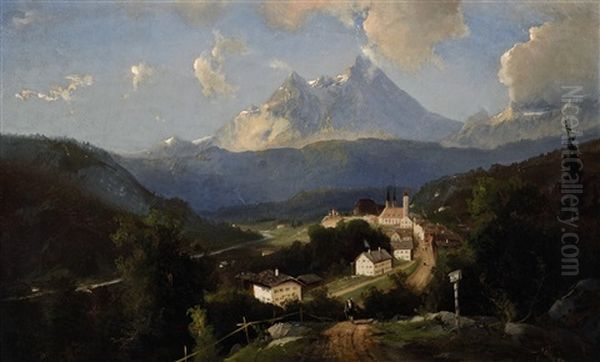 Berchtesgaden In Oberbayern Oil Painting by Friedrich Zahn