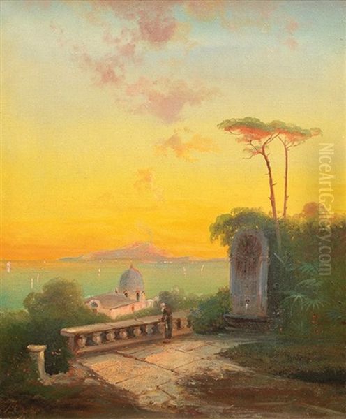 Blick Auf Den Vesuv Oil Painting by Friedrich Zahn