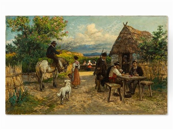 Italian Village Scene by Johann Zahnd