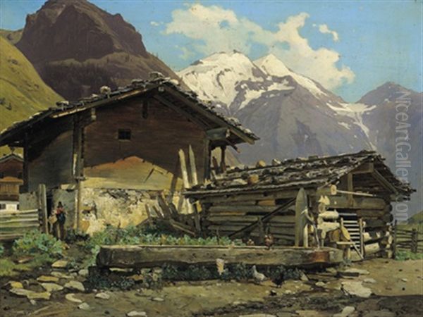 Fehrleiten Im Fuscherthal Oil Painting by Joseph Zahradniczek