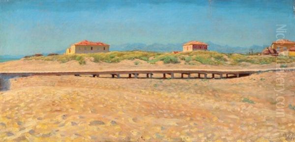 Beach Scenery From Bocca D'arno, Pisa Oil Painting by P.H. Kristian Zahrtmann