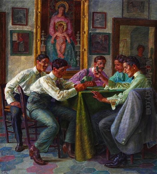 A Game Oil Painting by P.H. Kristian Zahrtmann