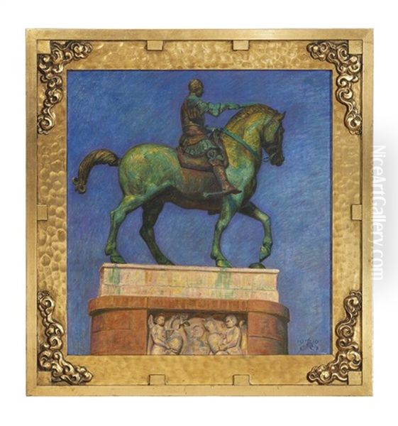 Donatello's Equestrian Statue Of Gattamelata In Padua Oil Painting by P.H. Kristian Zahrtmann