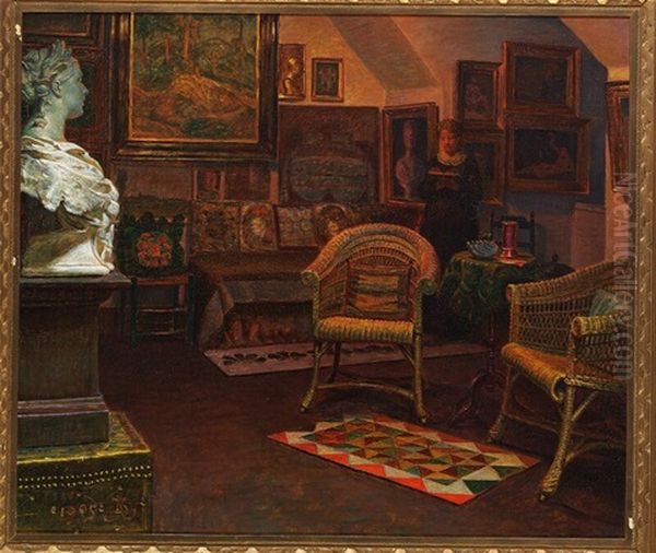 Interior From The Artist's Studio Oil Painting by P.H. Kristian Zahrtmann