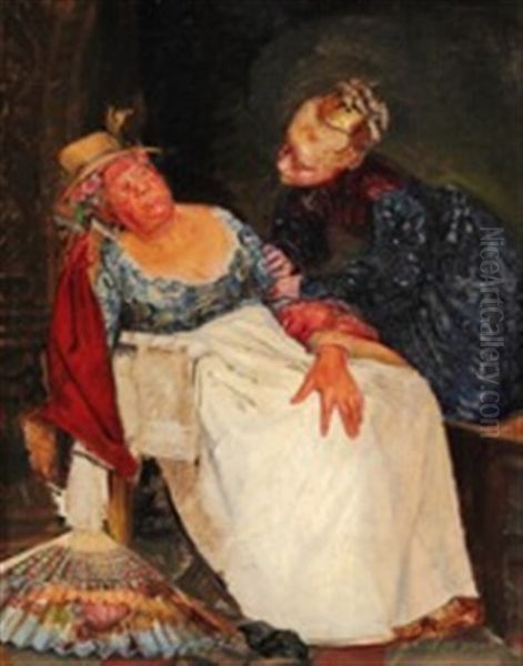 Juliet And The Wet-nurse Oil Painting by P.H. Kristian Zahrtmann