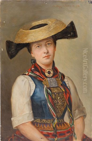 Madchen In Tracht Oil Painting by Marie Zajaczkowska