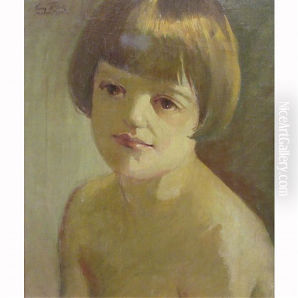 Portrait Of A Boy, Purportedly The Artist's Son Oil Painting by Eugene Zak