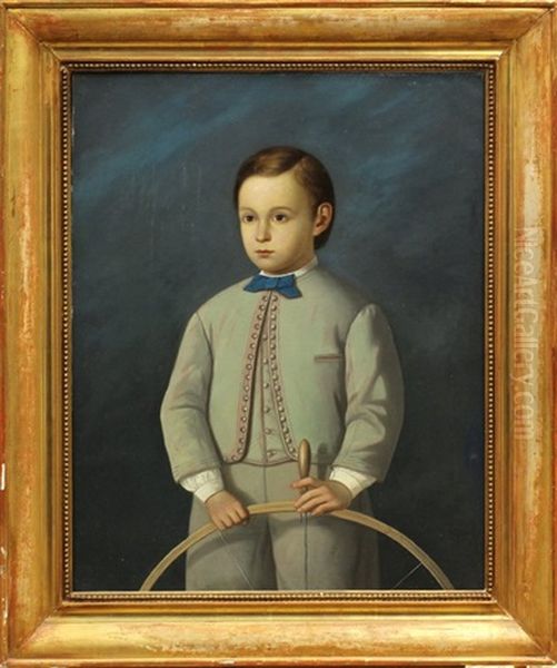 Portrait Of A Young Boy With A Rolling Hoop by S. Zaleski