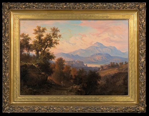 Italian Landscape (monte Sore) Oil Painting by Albert Zamett