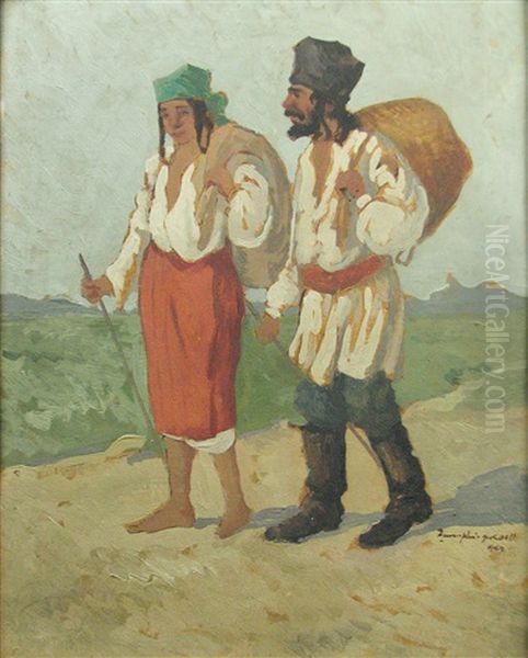 Nomads Oil Painting by Gheorghe Zamphiropol Dall