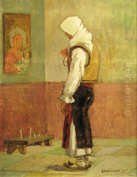 Prayer Oil Painting by Gheorghe Zamphiropol Dall