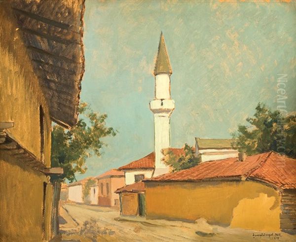 Street In Bazargic Oil Painting by Gheorghe Zamphiropol Dall