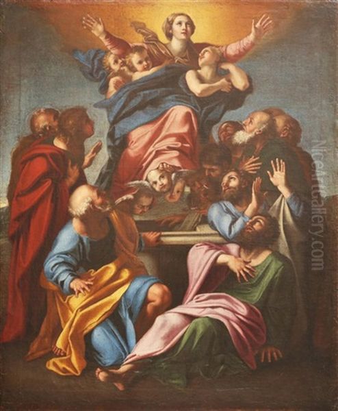 The Assumption Of The Virgin Oil Painting by Domenico Zampieri (Il Domenichino)