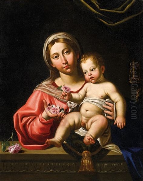 Madonna Delle Rose Oil Painting by Domenico Zampieri (Il Domenichino)