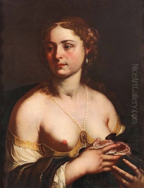 Ritratto Di Giovane Donna Con Collana Oil Painting by Antonio Zanchi