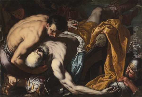 The Death Of King Josiah Oil Painting by Antonio Zanchi