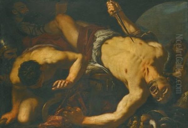 The Death Of Ajax Oil Painting by Antonio Zanchi