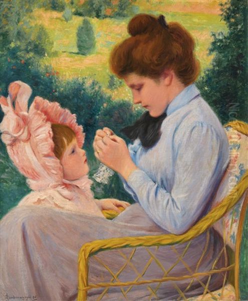 Le Crochet Oil Painting by Federico Zandomeneghi