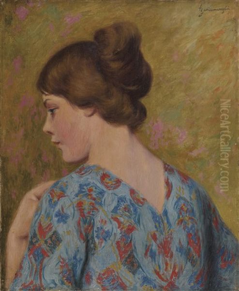 Profil De Jeune Femme (la Modella) Oil Painting by Federico Zandomeneghi