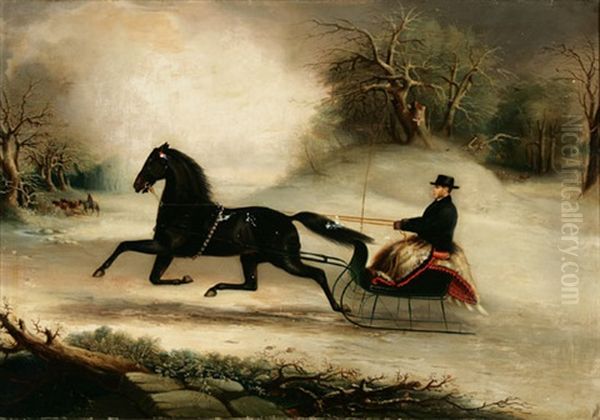 Abner J. Tower Driving His Stallion Merry-legs Oil Painting by Thomas K. Zandt