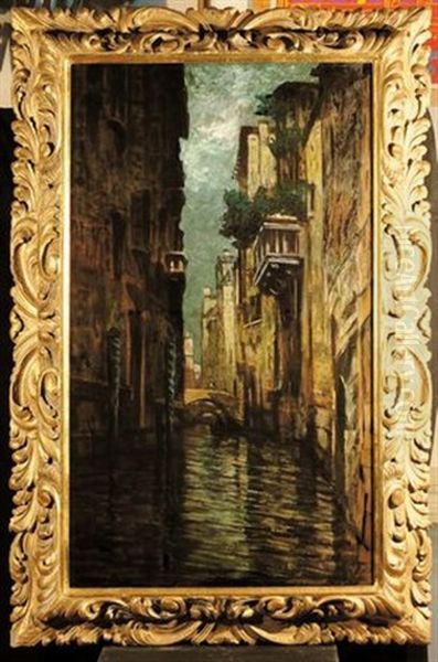 Scorcio Veneziano Oil Painting by Guiseppe Miti Zanetti