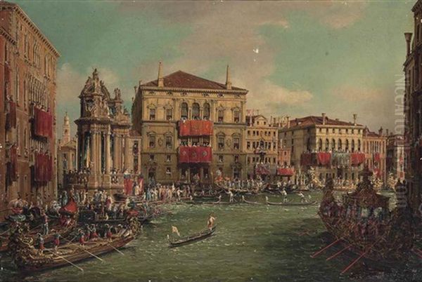 A Regatta On The Grand Canal, Venice Oil Painting by Francesco Zanin