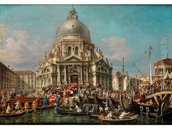 Das Fest Der Madonna Della Salute In Venedig Oil Painting by Francesco Zanin