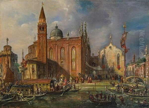 Venedig, Ein Besuch Des Dogen Mocenigo In Der Kirche San Giorgio Maggiore Oil Painting by Francesco Zanin