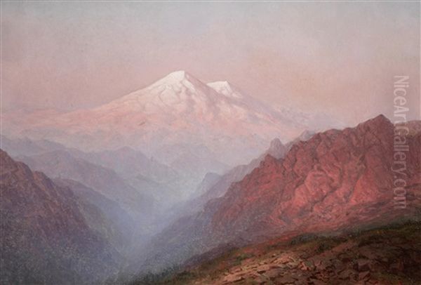 The Snow-capped Peaks Oil Painting by Il'ia Nikolaevich Zankovskii