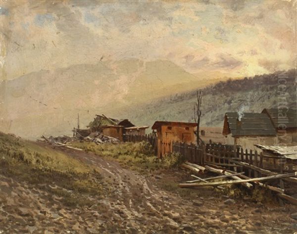 Mountain Village Oil Painting by Il'ia Nikolaevich Zankovskii