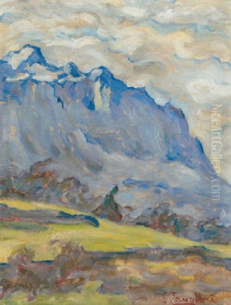 Paysage De Montagnes Oil Painting by Giacomo Zanolari