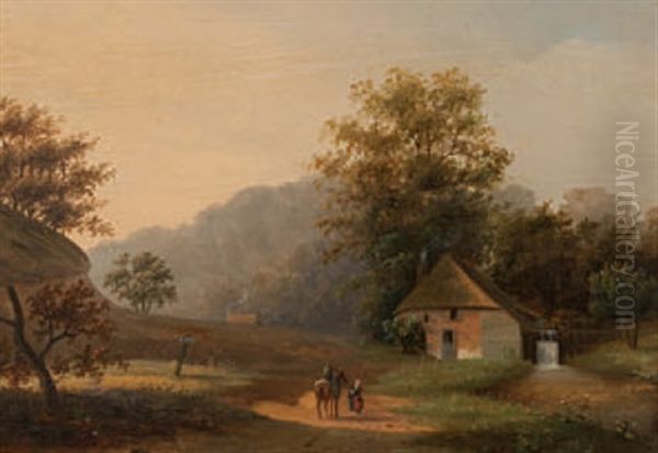 Landschaft Mit Bauernhaus Und Tierund Figurenstaffage Oil Painting by Arnoldus Antonius Christianus van't Zant