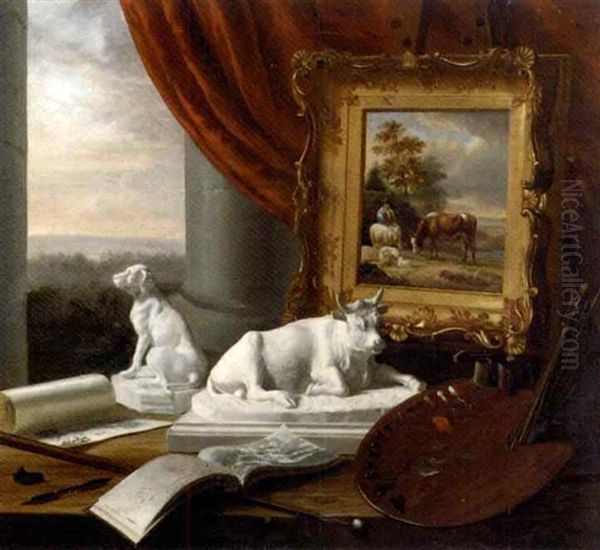 View From The Artist's Desk Oil Painting by Arnoldus Antonius Christianus van't Zant