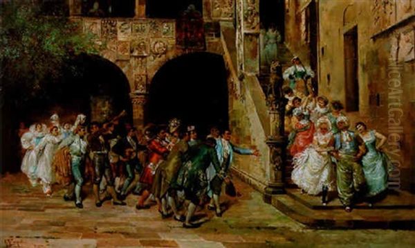 Scene De Carnaval Oil Painting by Juan Jose Zapater