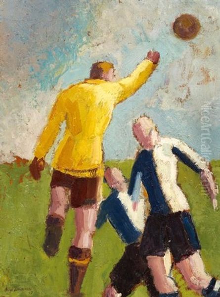 Les Footballeurs Oil Painting by Angel Zarraga