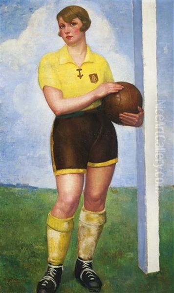 La Futbolista Rubia Oil Painting by Angel Zarraga