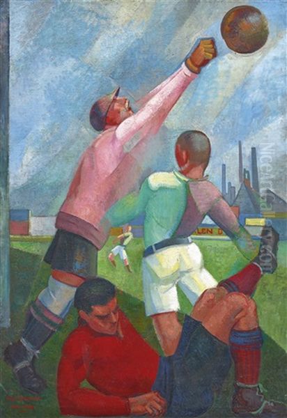 Futbolistas En El Llano Oil Painting by Angel Zarraga