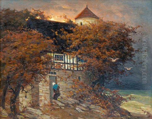 At Dusk Oil Painting by Viktor Ivanovich Zarubin