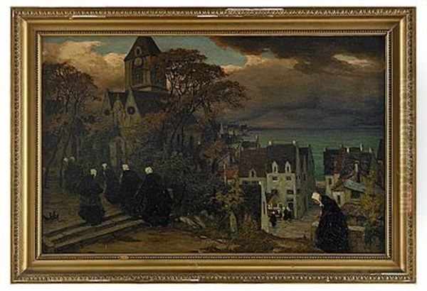 Walking To Church In Brittany Oil Painting by Viktor Ivanovich Zarubin