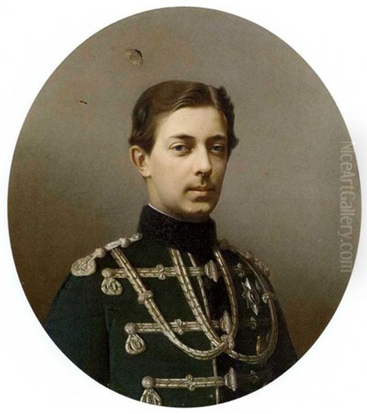 Portrait Of Tsarevich Nikolai Alexandrovich Oil Painting by Sergei Konstantinovich Zaryanko