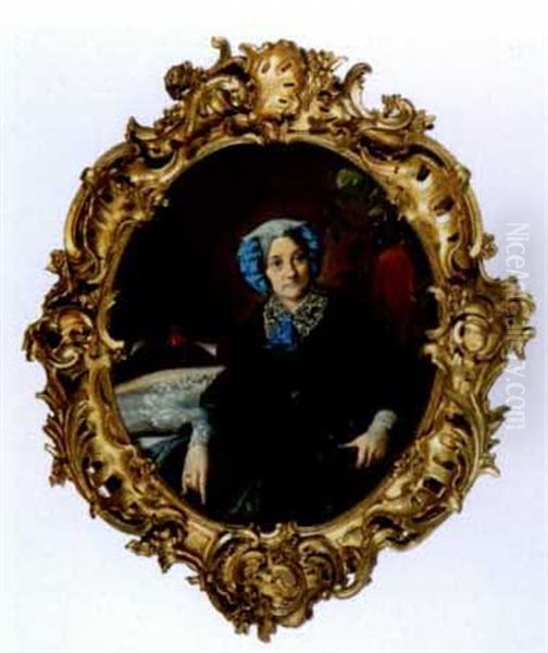 A Portrait Of Mother Oil Painting by Sergei Konstantinovich Zaryanko