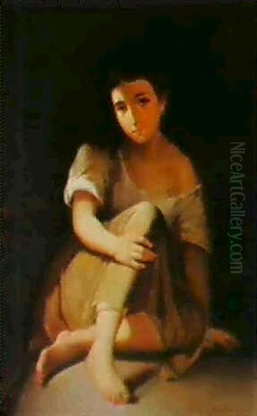 A Peasant Girl Oil Painting by Sergei Konstantinovich Zaryanko